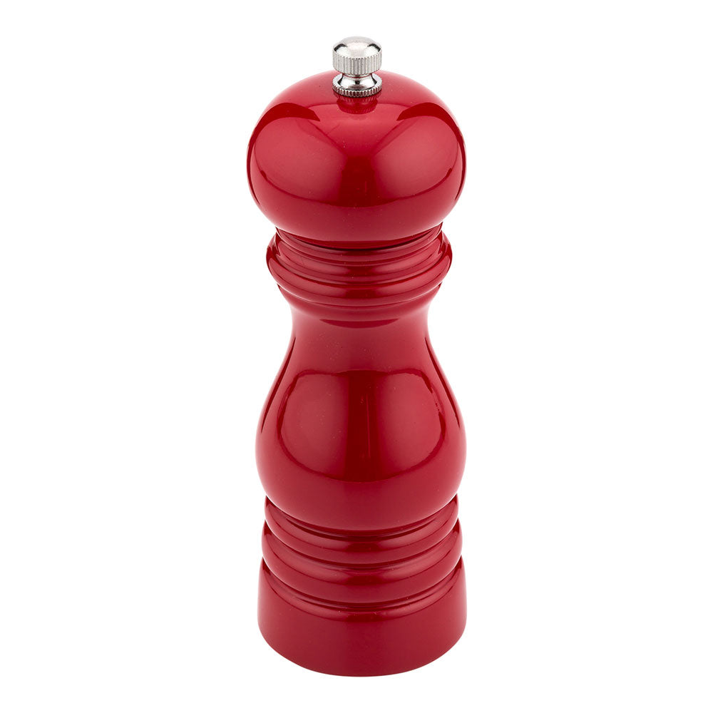 Classic French Red Wood Pepper Mill - High Gloss - 2" x 2" x 6" - 1 count box