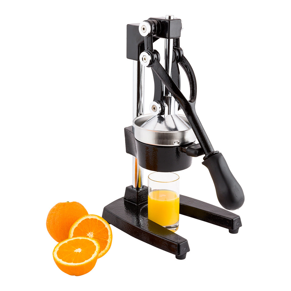 Met Lux Black Cast Iron Citrus Juicer - Commercial, Removable Strainer - 15 1/2" x 8 3/4" x 7 1/2" - 1 count box