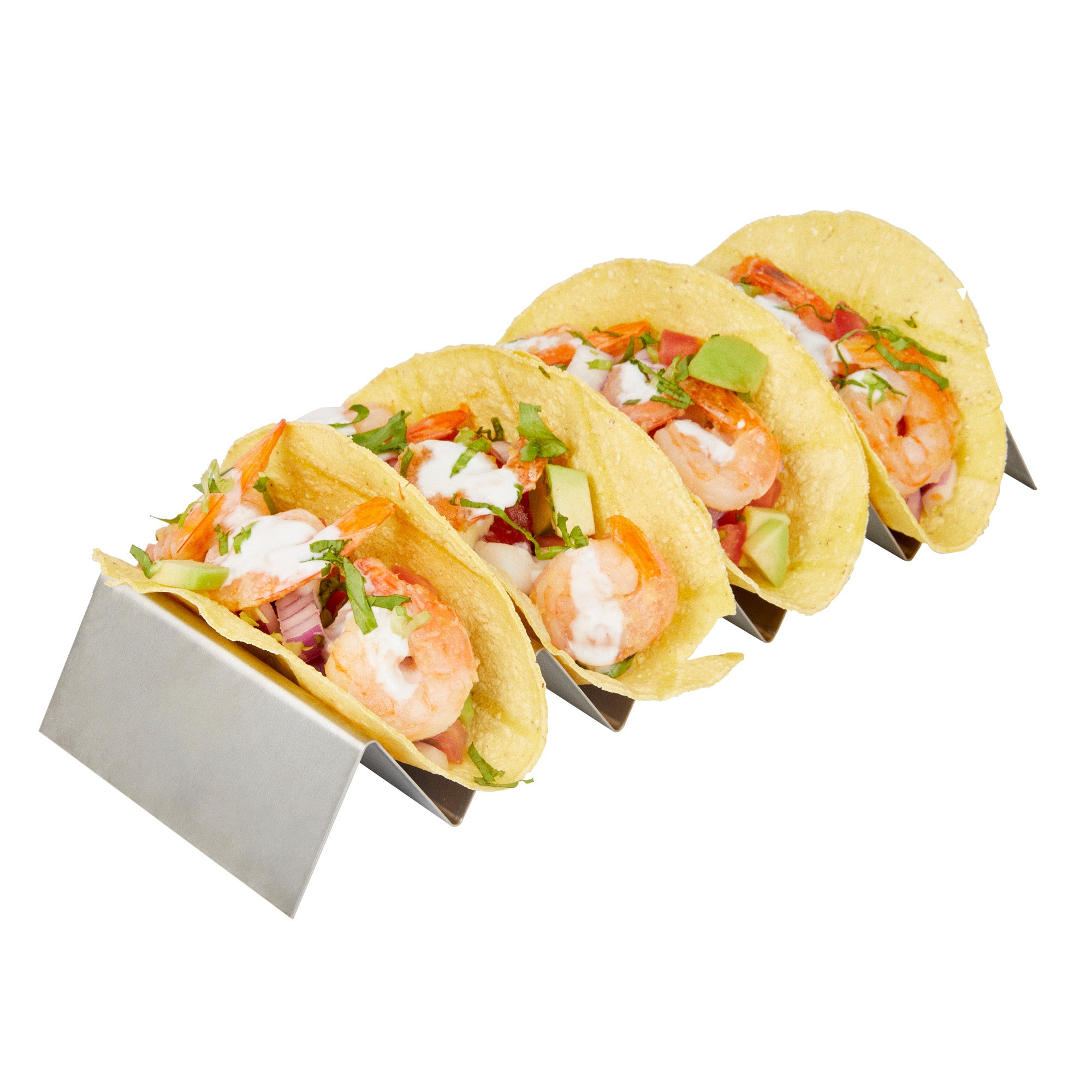 Stainless Steel Quadruple Taco Holder - 10 3/4" x 4" x 1 1/2" - 1 count box