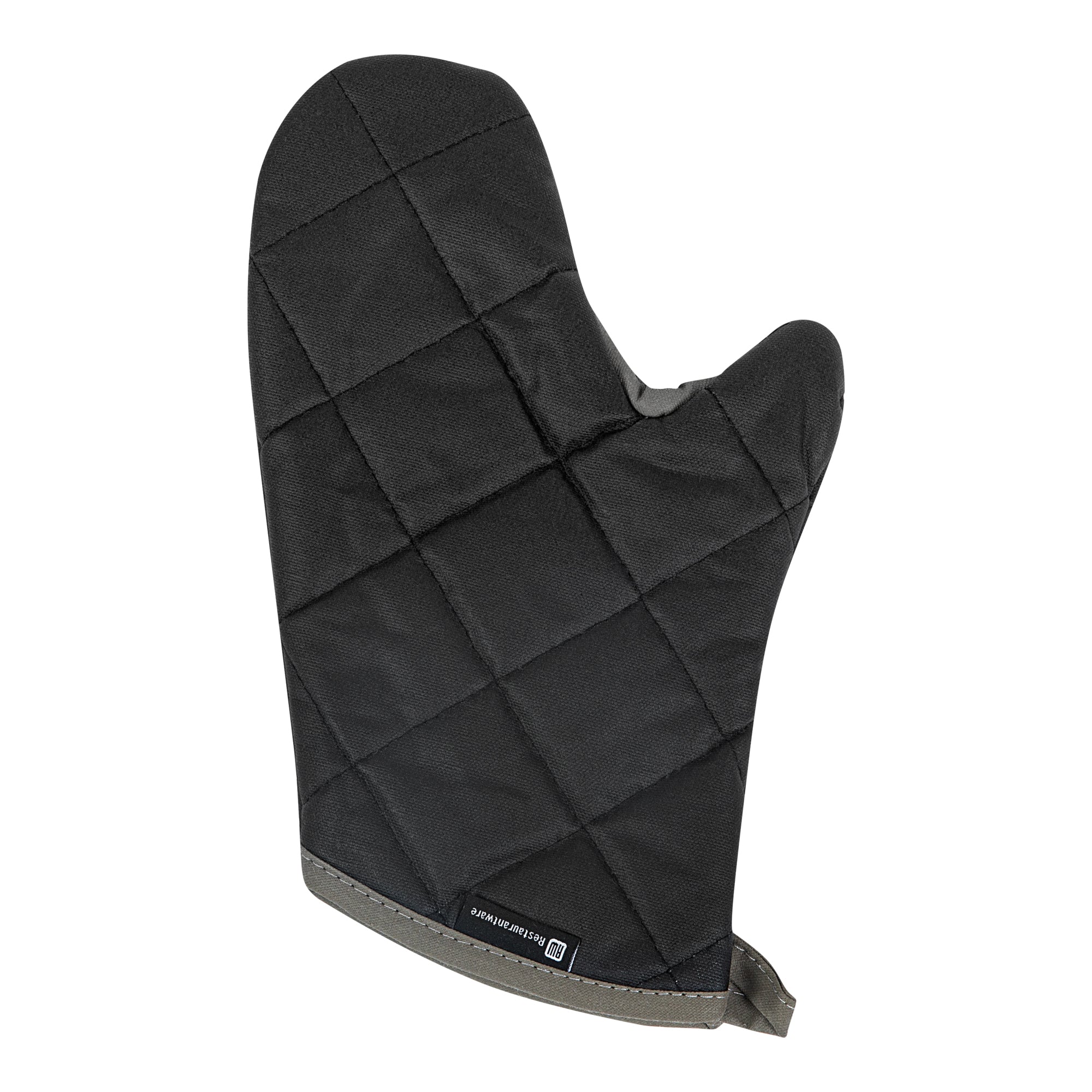 Black Cotton Oven Mitt - Flame Retardant, with Thumb Guard - 13 3/4" x 8" x 1" - 1 count box