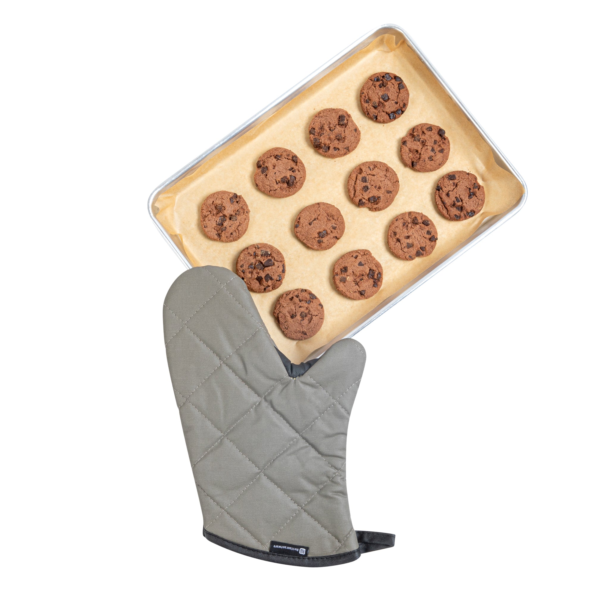 Gray Cotton Oven Mitt - Flame Retardant, with Thumb Guard - 13" x 8" x 1/2" - 1 count box