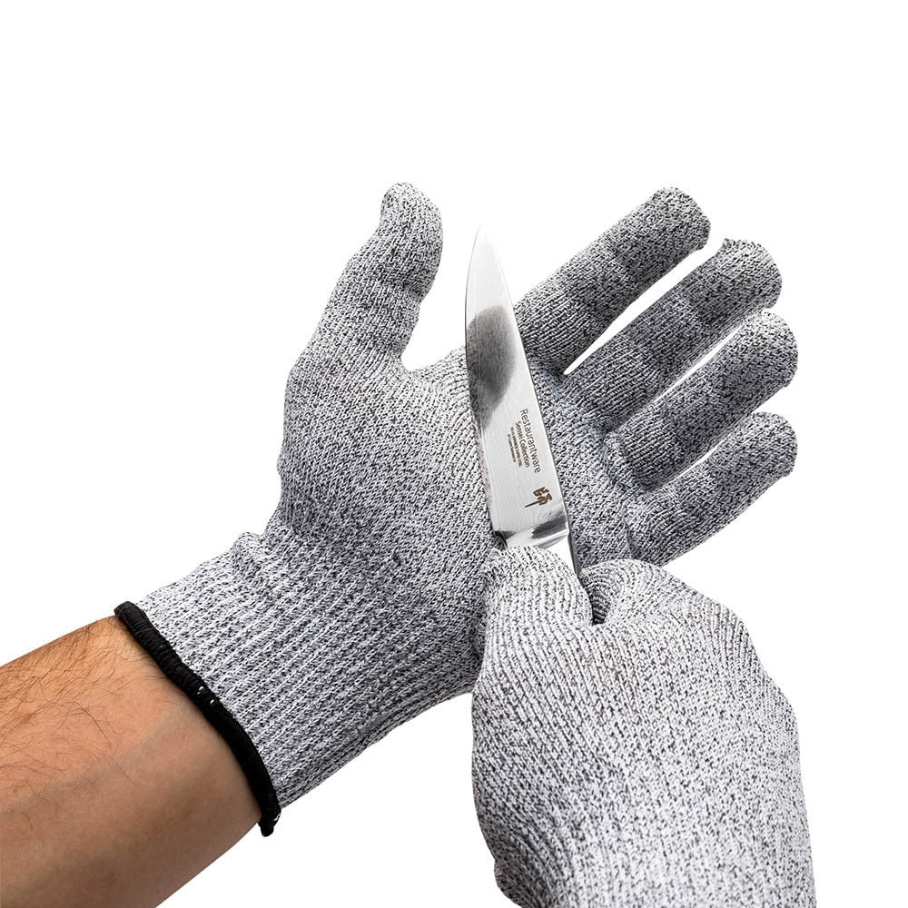 Life Protector Gray Large Cut-Resistant Glove - Level 5, Food Safe - 9" x 5" - 1 count box