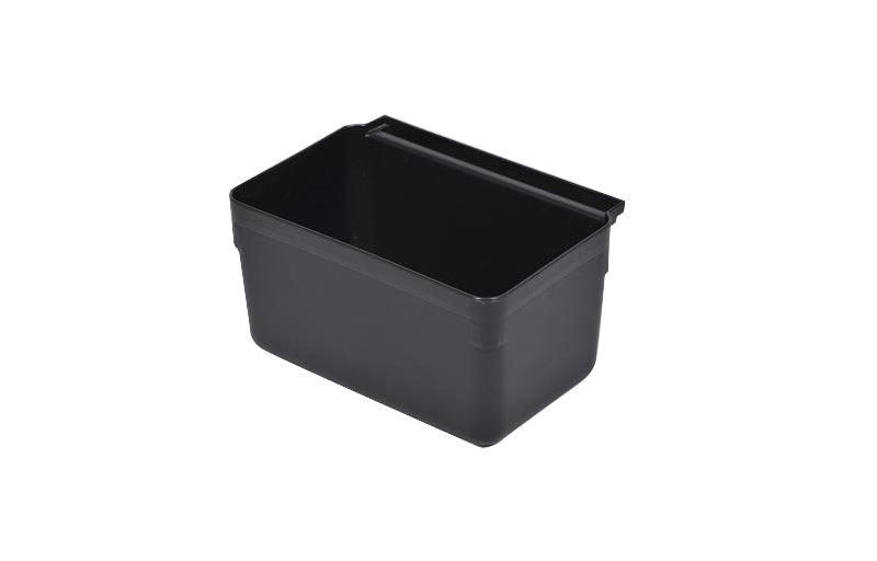 RW Clean Black Plastic Attachable Small Bus Tub - Fits Heavy-Duty Rolling Utility Cart - 13" x 9 1/4" x 7" - 1 count box