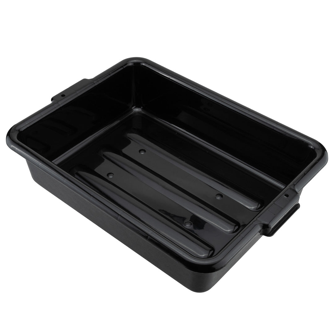 RW Clean Black Plastic Bus Tub - Easy Grip - 21 1/4" x 15 3/4" x 4 3/4" - 12 count box