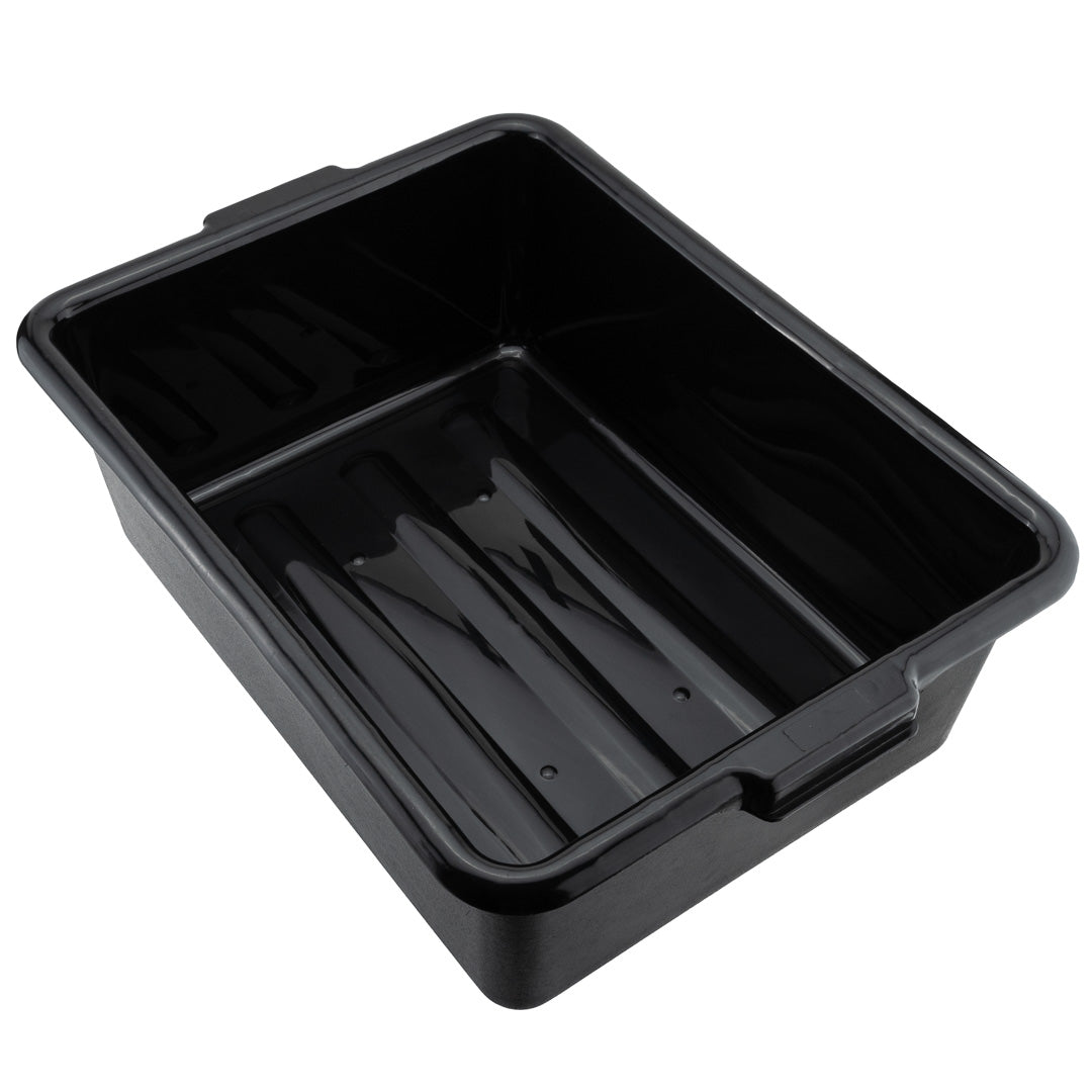 RW Clean Black Plastic Bus Tub - Deep, Easy Grip - 22" x 15 3/4" x 7" - 12 count box