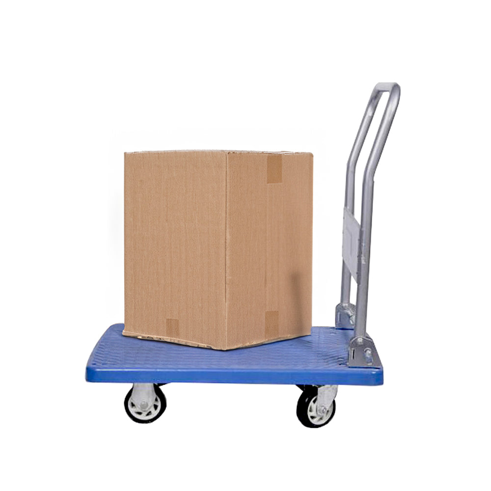 RW Clean Blue Plastic Large Folding Platform Cart - 660 lb Capacity - 35 1/2" x 23 1/4" x 27 3/4" - 1 count box