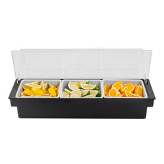 Bar Lux Black Plastic Condiment Caddy - 3 Compartments - 19 1/2