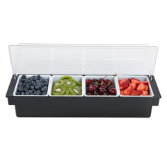 Bar Lux Black Plastic Condiment Caddy - 4 Compartments - 19 1/2