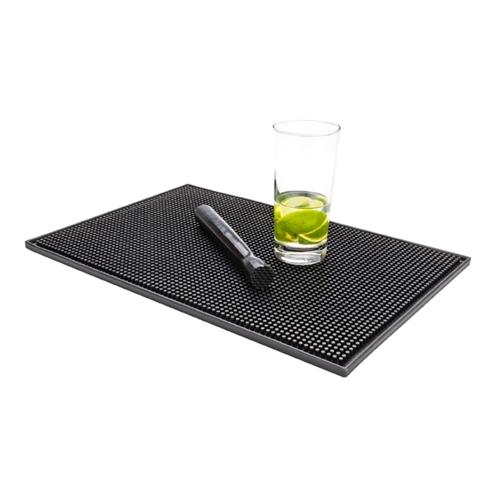 Bar Lux Black Rubber Service Bar Spill Mat - Non-Slip - 17 3/4" x 11 3/4" - 1 count box