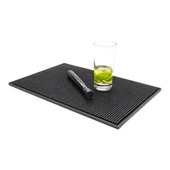 Bar Lux Black Rubber Service Bar Spill Mat - Non-Slip - 17 3/4