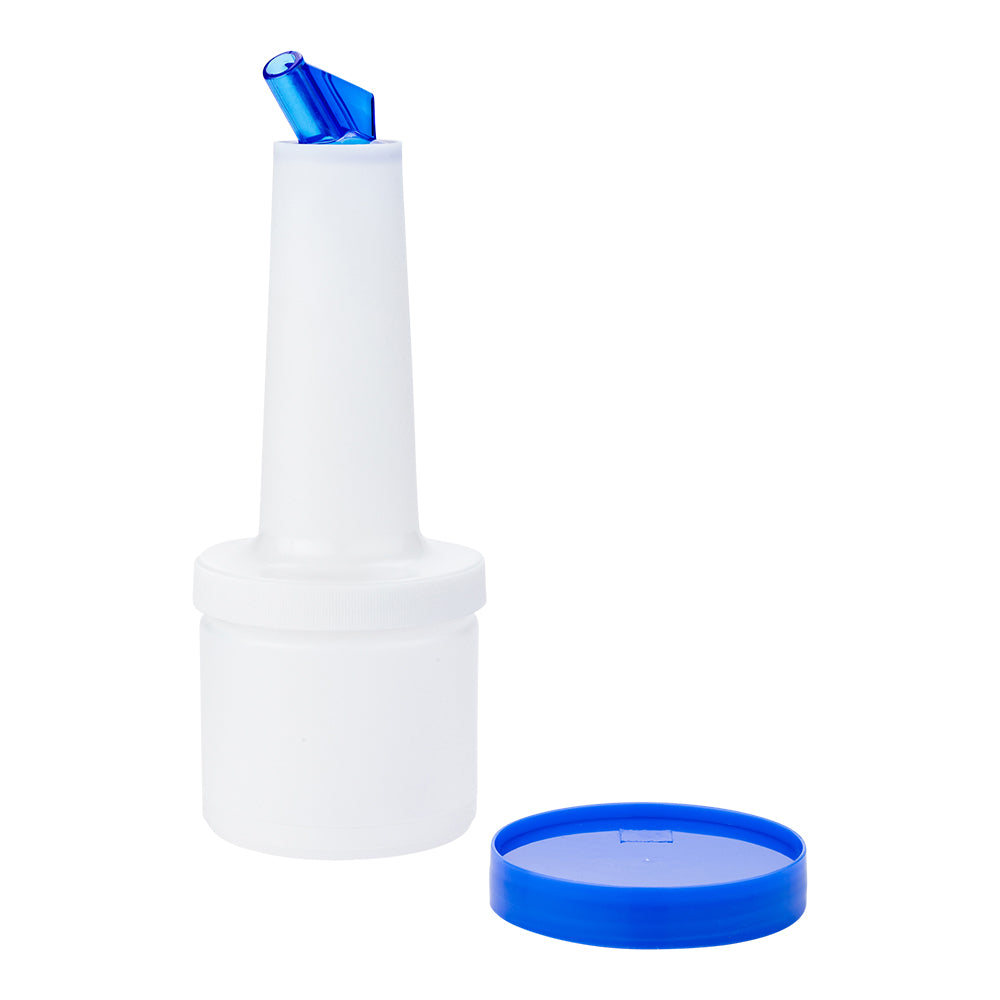 Bar Lux 0.5 qt Plastic Quick Pour Storage Container Bottle - with Blue Spout and Lid - 3 1/2" x 3 1/2" x 10 1/4" - 1 count box