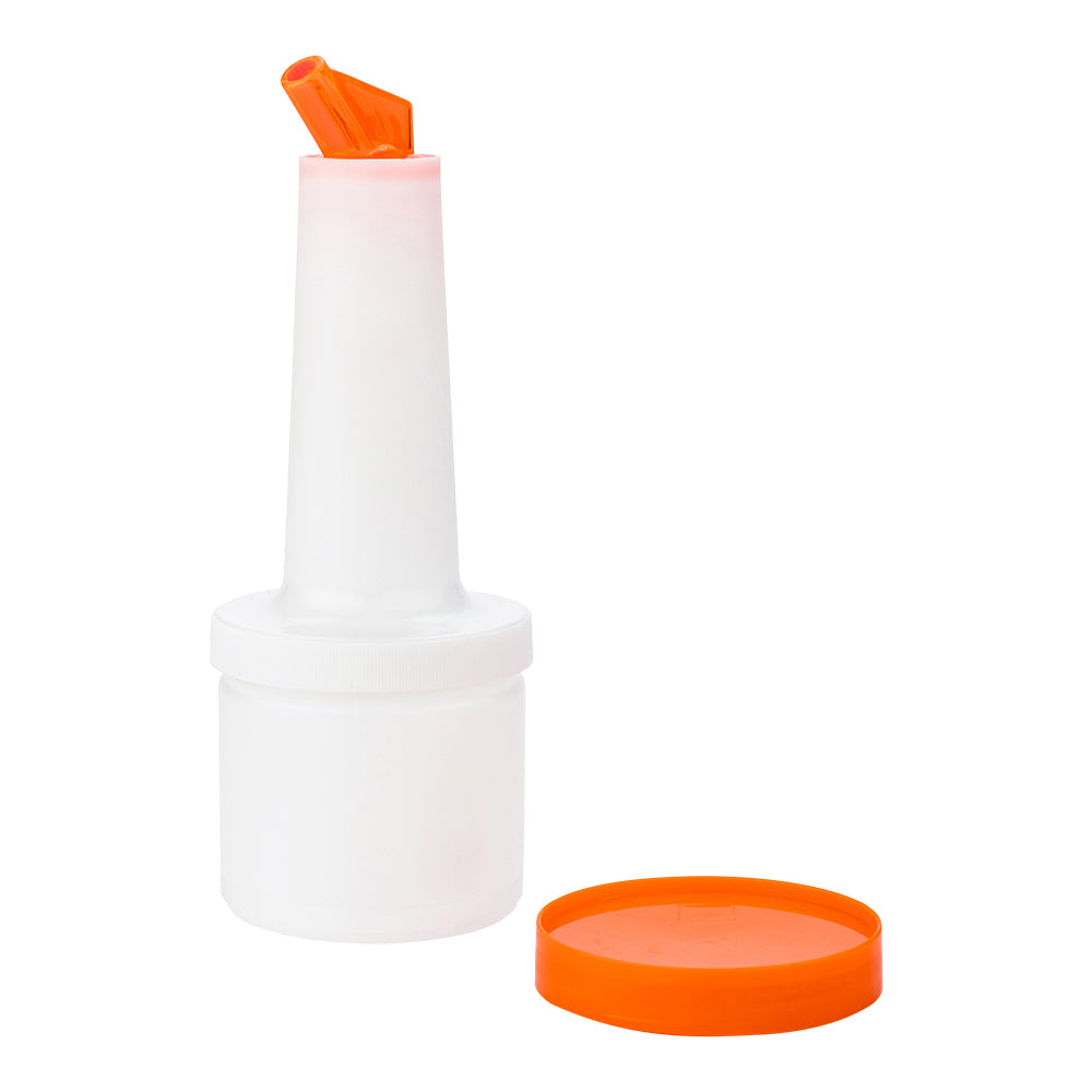 Bar Lux 0.5 qt Plastic Quick Pour Storage Container Bottle - with Orange Spout and Lid - 3 1/2" x 3 1/2" x 10 1/4" - 1 count box