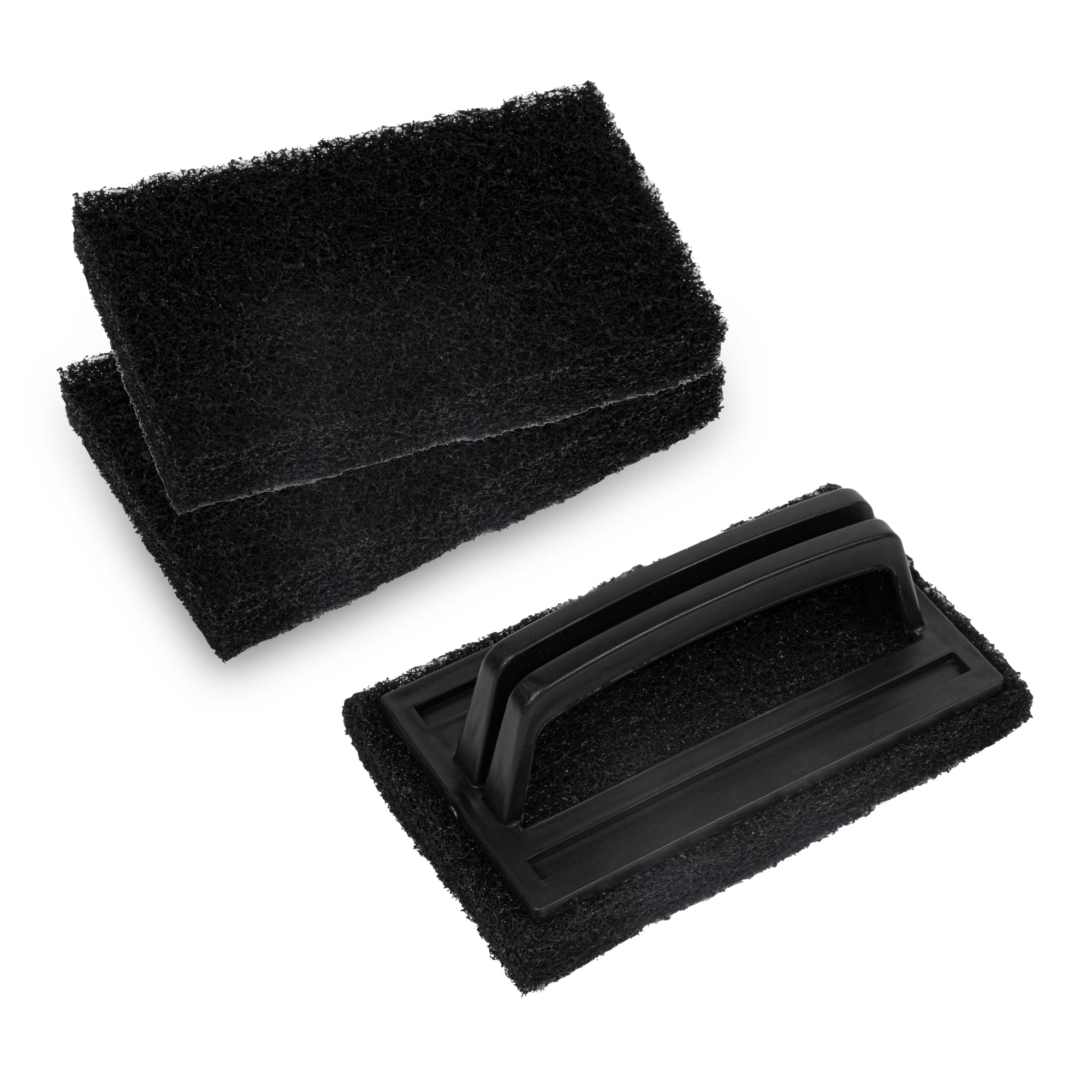 RW Clean Black Heavy-Duty Scouring Pad - Multi-Purpose, with Handle - 6" x 5 1/2" x 3" - 1 count box