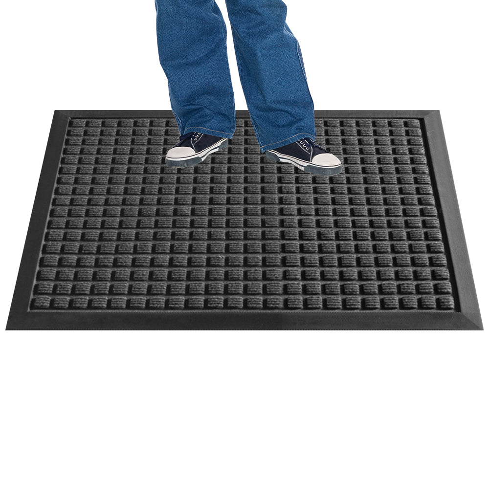 Comfy Feet Dark Gray Heavy-Duty Carpet Floor Mat - Waffle - 36" x 24" - 1 count box