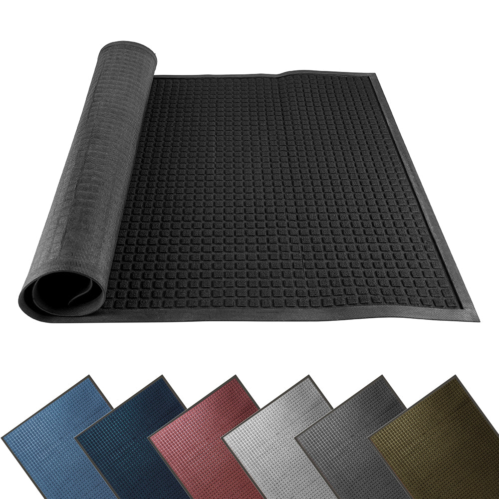 Comfy Feet Black Heavy-Duty Carpet Floor Mat - Waffle - 60" x 36" - 1 count box