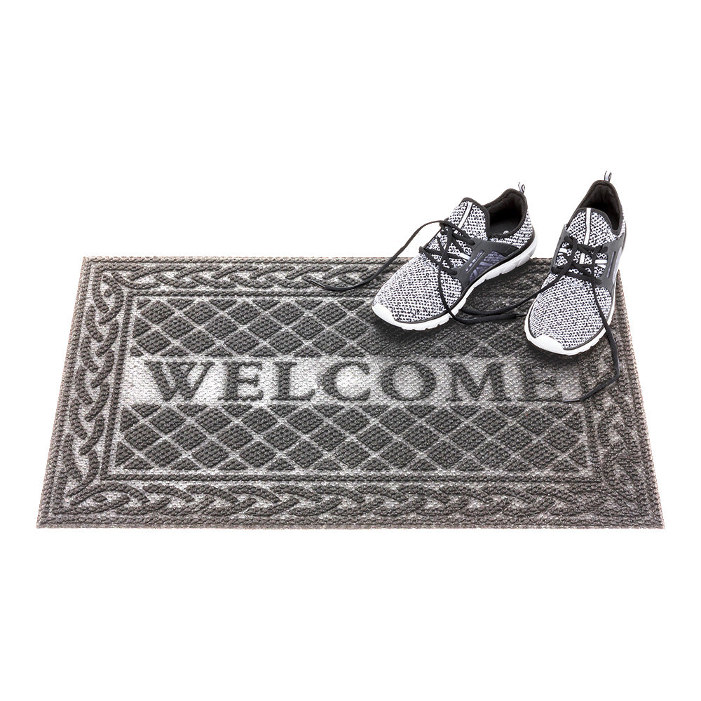 Comfy Feet Gray Polypropylene Welcome Mat - 36" x 24" - 1 count box