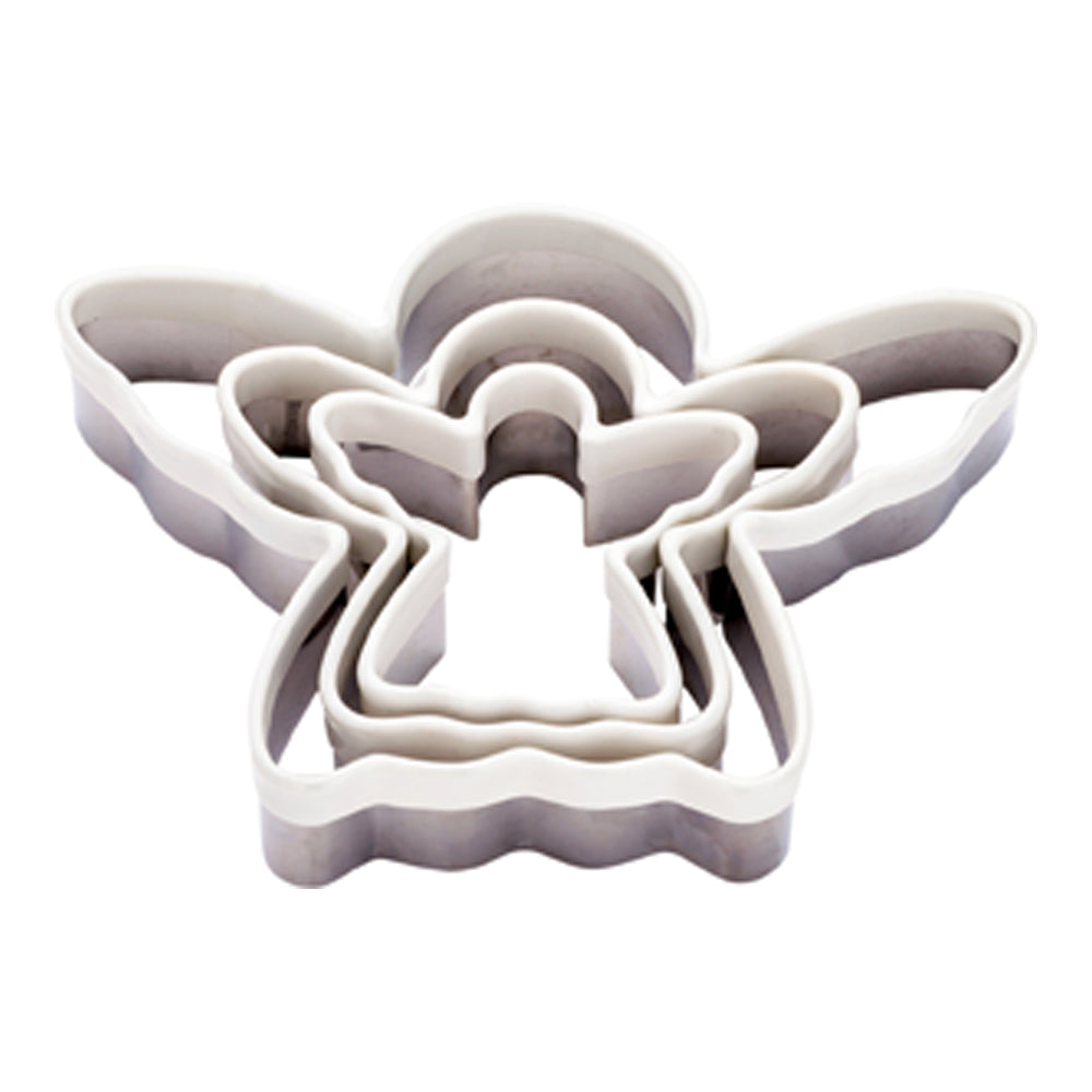 Pastry Tek 3-Piece Metal Angel Cookie Cutter Set with Comfort Grip 1 count box