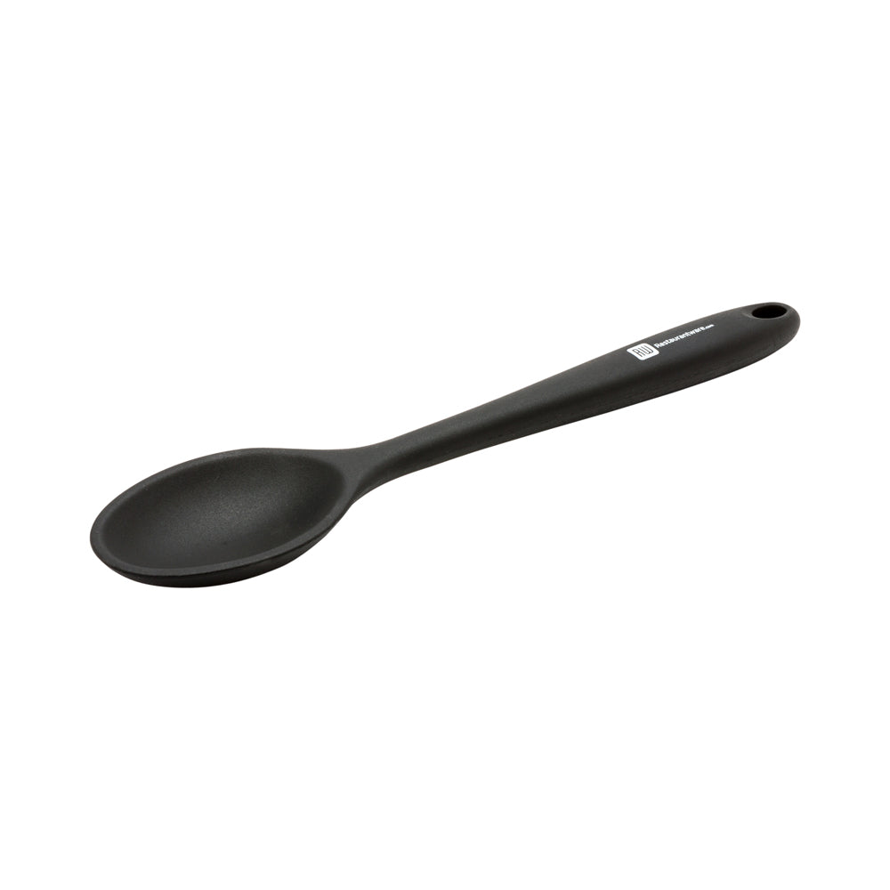 Black Silicone Mixing Spoon - 10 1/2" x 2 1/4" x 3/4" - 1 count box