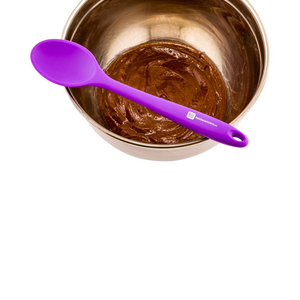 Purple Silicone Mixing Spoon - 10 1/2" x 2 1/4" x 3/4" - 1 count box