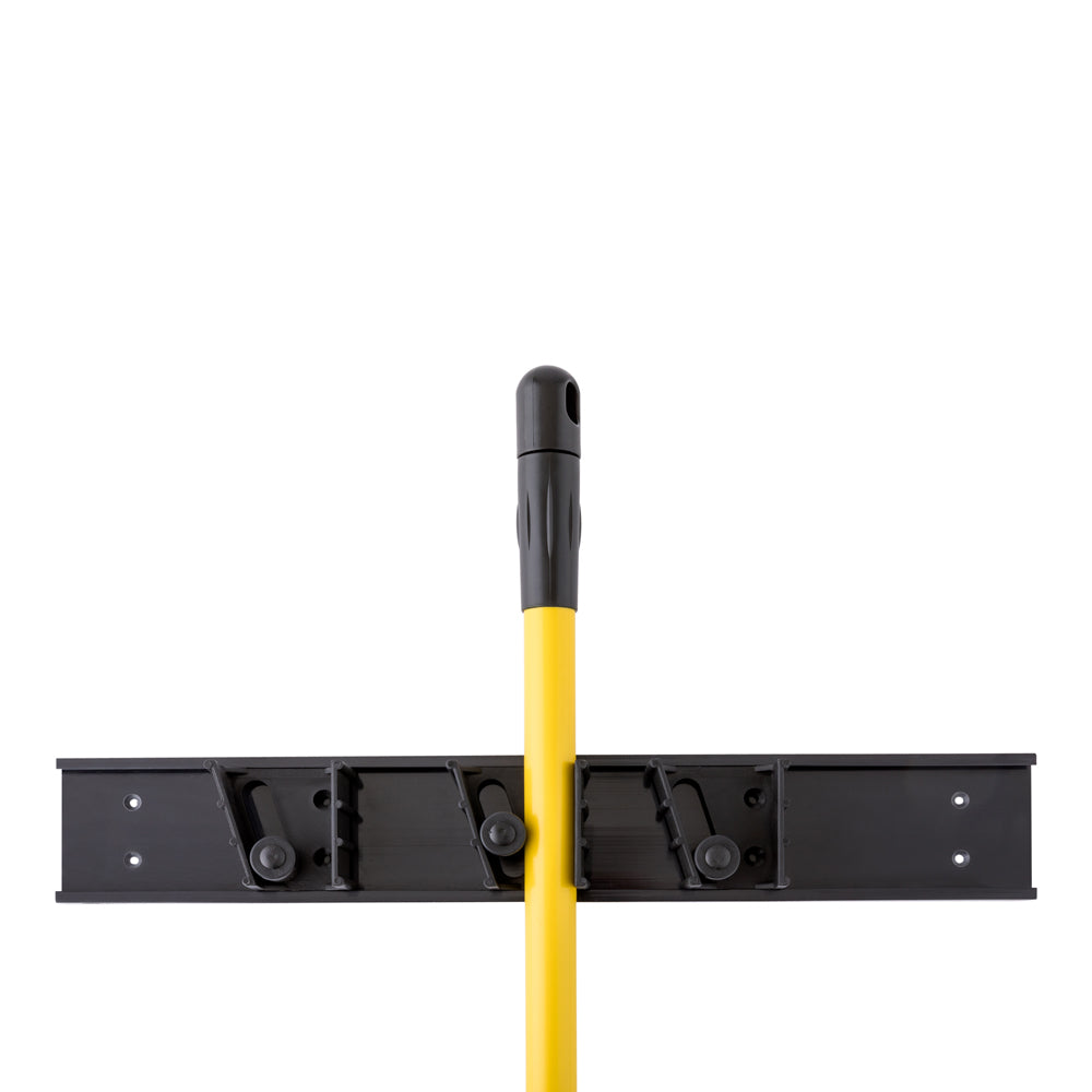 RW Clean Black Mop / Broom Holder - 3 Slots, Wall Mount - 17 3/4" - 1 count box