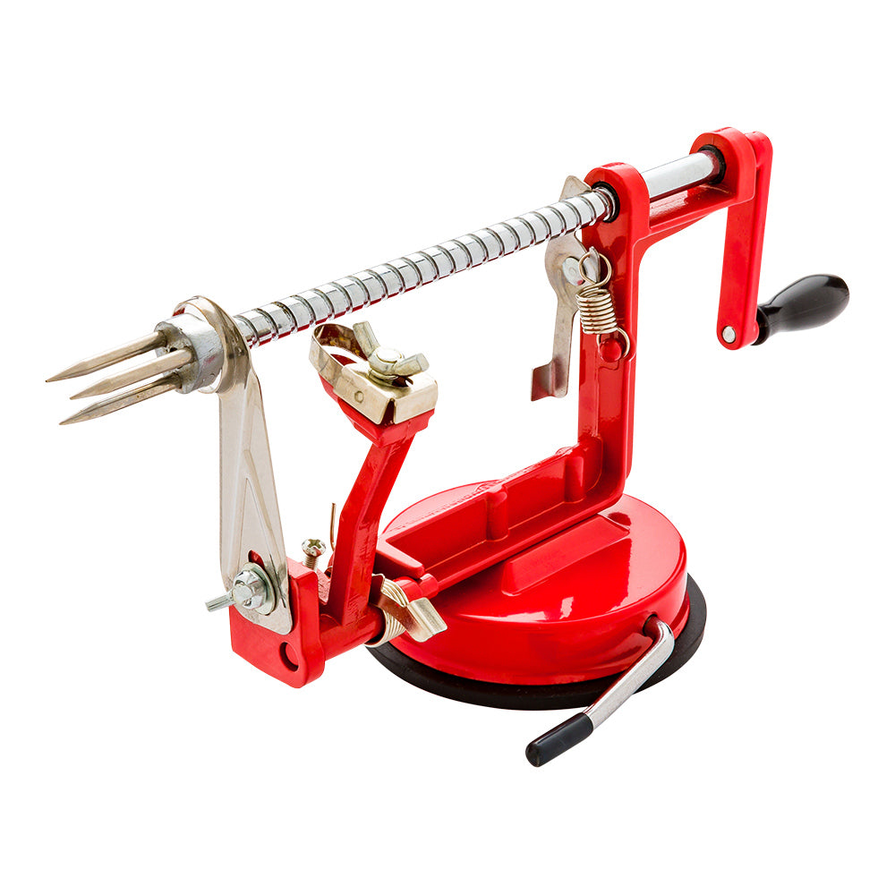 Met Lux Red Manual Apple Peeler / Slicer / Corer - Professional, Stainless Steel Blade - 11 3/4" x 4 1/4" x 5 1/4" - 1 count box