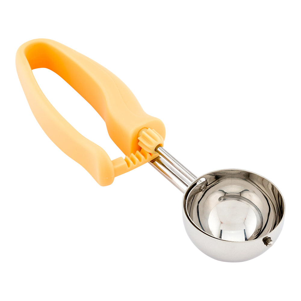 Comfy Grip 2 oz Stainless Steel #20 Portion Scoop - with Yellow Ambidextrous Handle - 1 count box