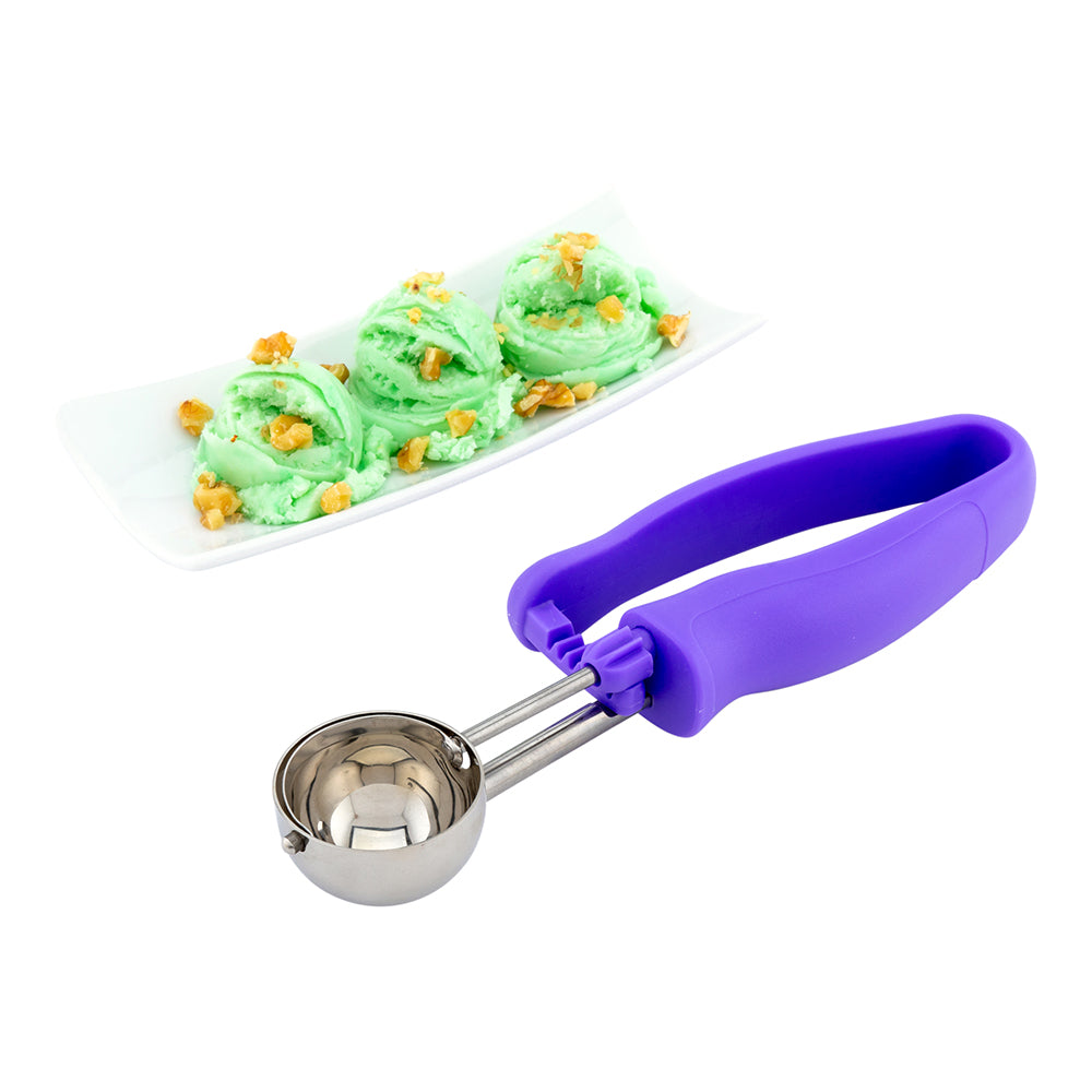 Comfy Grip 0.86 oz Stainless Steel #40 Portion Scoop - with Purple Ambidextrous Handle - 1 count box