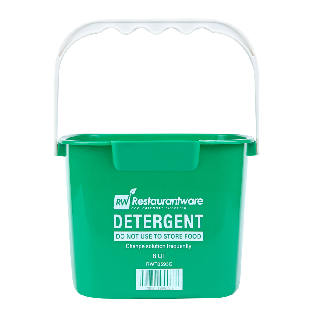 RW Clean 8 Qt Square Green Plastic Cleaning Bucket - with Plastic Handle - 9 3/4" x 9 3/4" x 7 1/2" - 10 count box