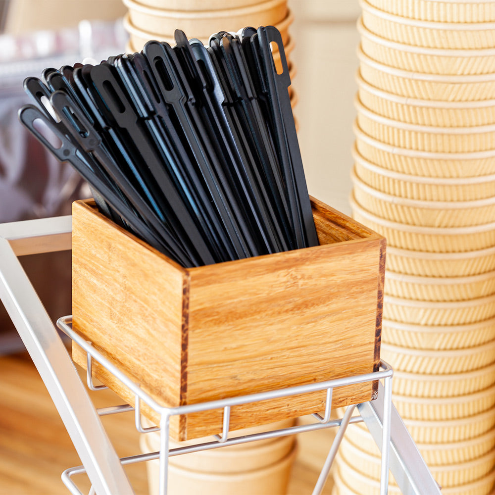 Eco Display Natural Bamboo Condiment Rack Box - 4" x 4" x 3 1/4" - 1 count box