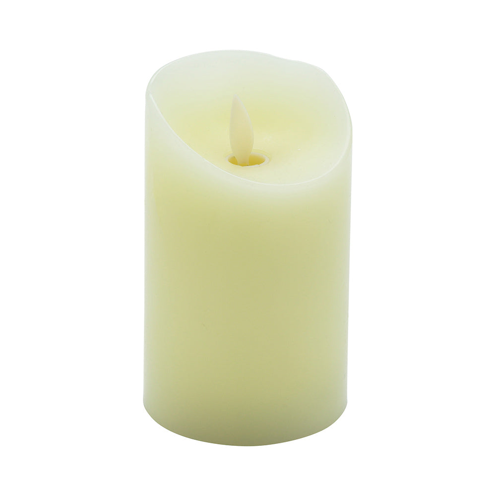 Fire Tek Ivory Plastic Flameless Pillar Candle - Real Wax, Programmable - 3" x 3" x 5" - 10 count box