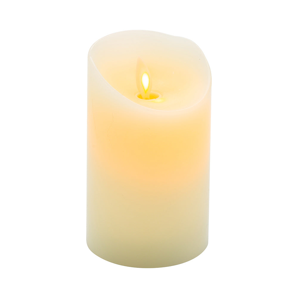 Fire Tek Ivory Plastic Flameless Pillar Candle - Real Wax, Programmable - 3" x 3" x 5" - 10 count box