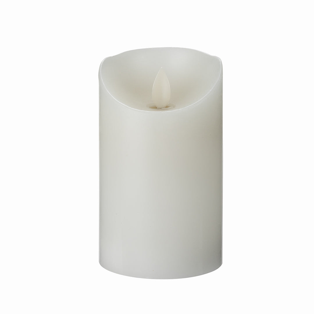 Fire Tek White Plastic Flameless Pillar Candle - Real Wax, Programmable - 3" x 3" x 5" - 10 count box