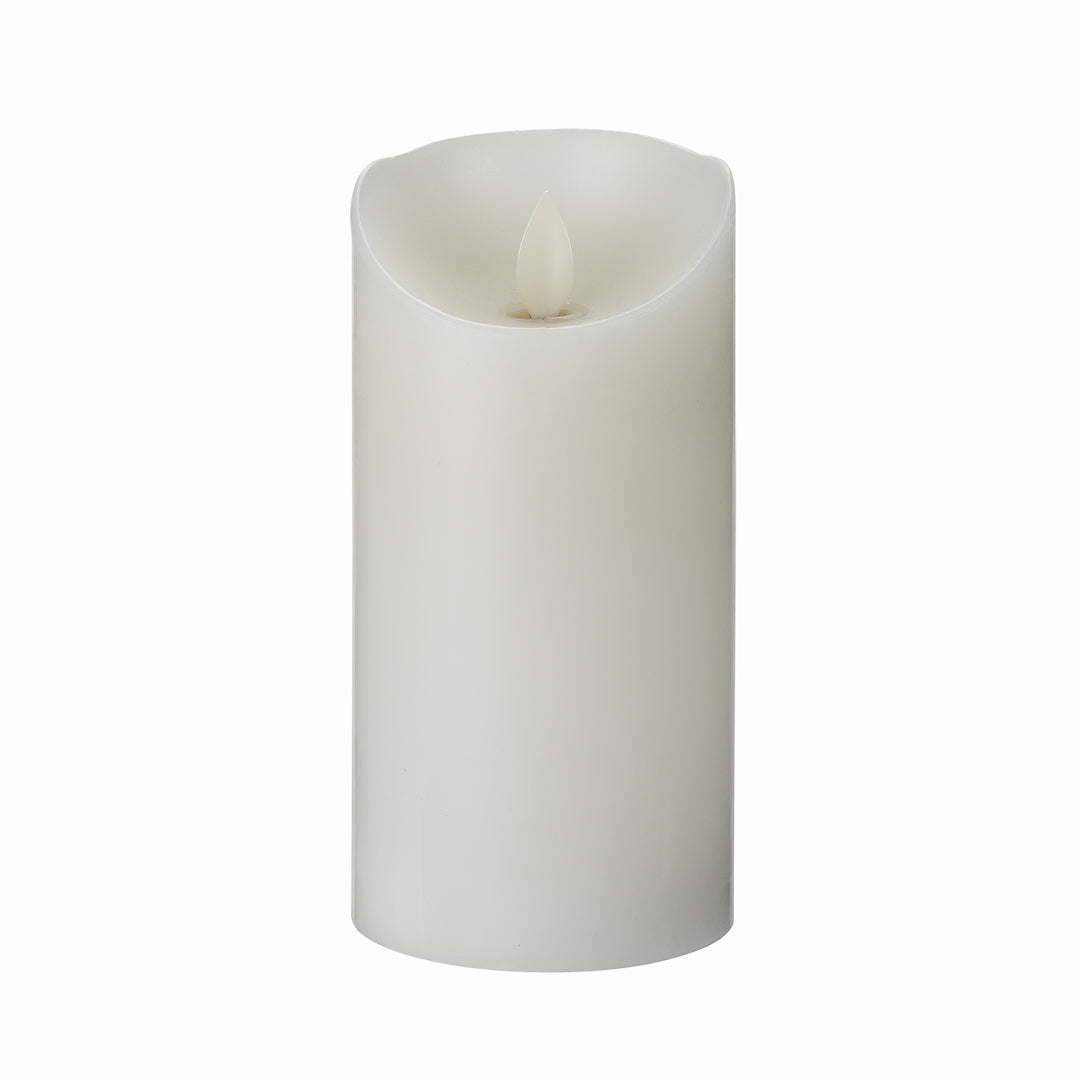 Fire Tek White Plastic Flameless Pillar Candle - Real Wax, Programmable - 3" x 3" x 6" - 10 count box