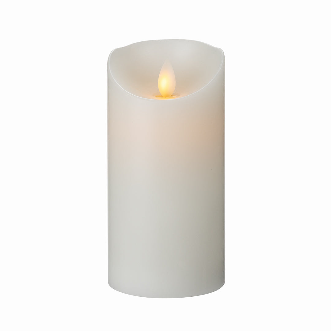 Fire Tek White Plastic Flameless Pillar Candle - Real Wax, Programmable - 3" x 3" x 6" - 10 count box