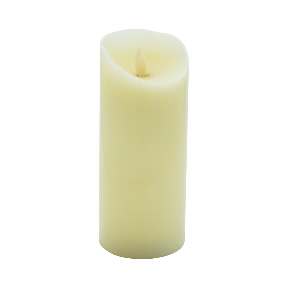 Fire Tek Ivory Plastic Flameless Pillar Candle - Real Wax, Programmable - 3" x 3" x 7" - 10 count box