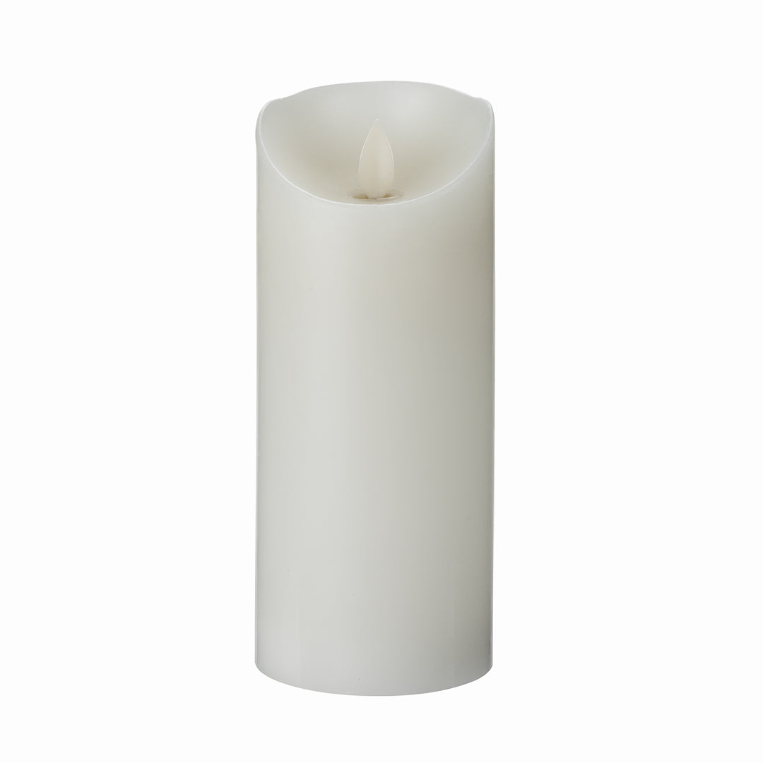 Fire Tek White Plastic Flameless Pillar Candle - Real Wax, Programmable - 3" x 3" x 7" - 10 count box