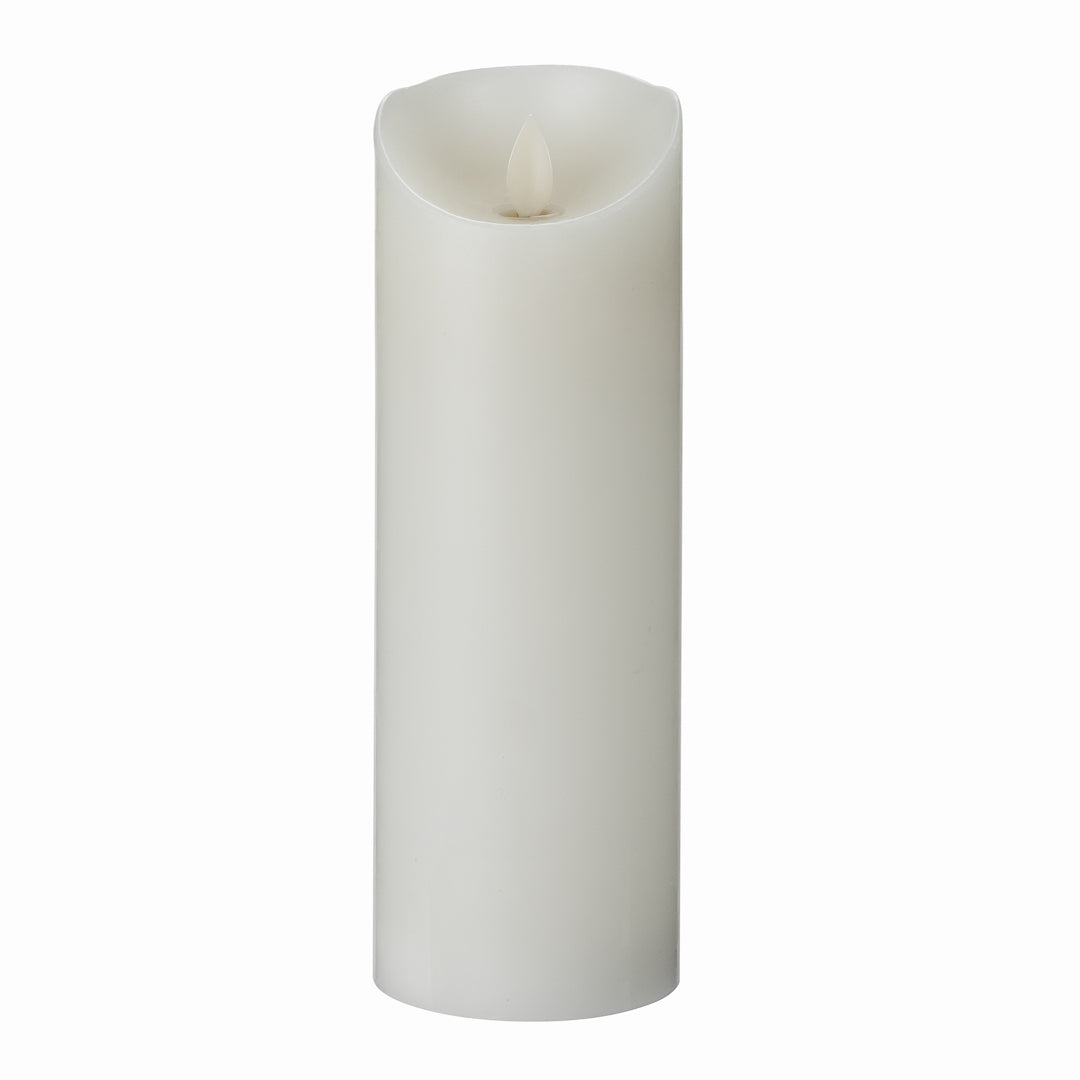 Fire Tek White Plastic Flameless Pillar Candle - Real Wax, Programmable - 3" x 3" x 8 3/4" - 10 count box