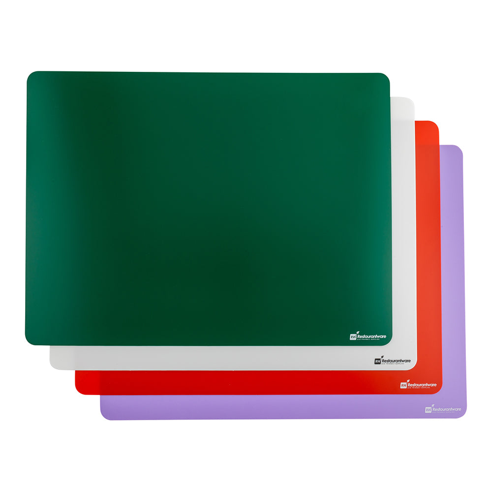 RW Base Rectangle Assorted Plastic Flexible Cutting Board / Chopping Mat Set - Includes 4 Mats - 24" x 18" - 1 count box