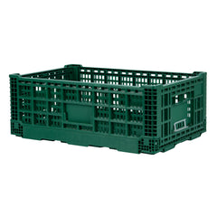 Cater Tek Rectangle Green Plastic 36L Collapsible Milk Crate - Stackable - 23 1/2