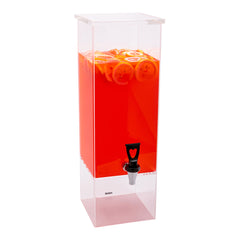 Bev Tek 2 gal Square Clear Acrylic Beverage Dispenser - Clear Geo Base - 7 1/2