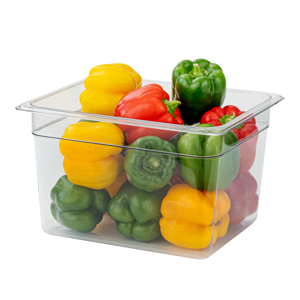 Met Lux Rectangle Clear Plastic 1/2 Size Cold Food Storage Container - 8" Depth - 10 count box