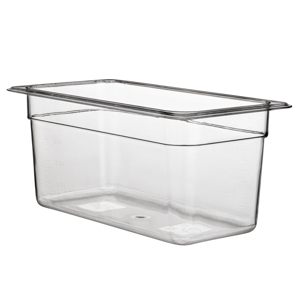 Met Lux Rectangle Clear Plastic 1/3 Size Cold Food Storage Container - 6" Depth - 10 count box