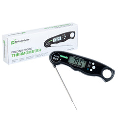 Black Compact Digital Folding Probe Thermometer - Waterproof - 4 1/2