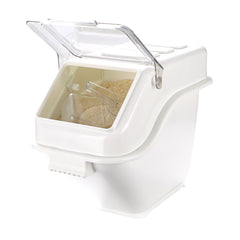 Met Lux 6 gal Rectangle White Shelf Ingredient Bin - with 2 1/2 Cup Measuring Scoop - 1 count box