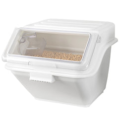 Met Lux 13 gal Rectangle White Shelf Ingredient Bin - with 2 1/2 Cup Measuring Scoop - 22 1/2