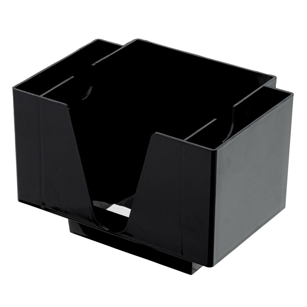 Bar Lux Rectangle Black Plastic Condiment Caddy / Napkin Holder - 3 Compartments - 8" x 5 1/2" x 5 3/4" - 10 count box