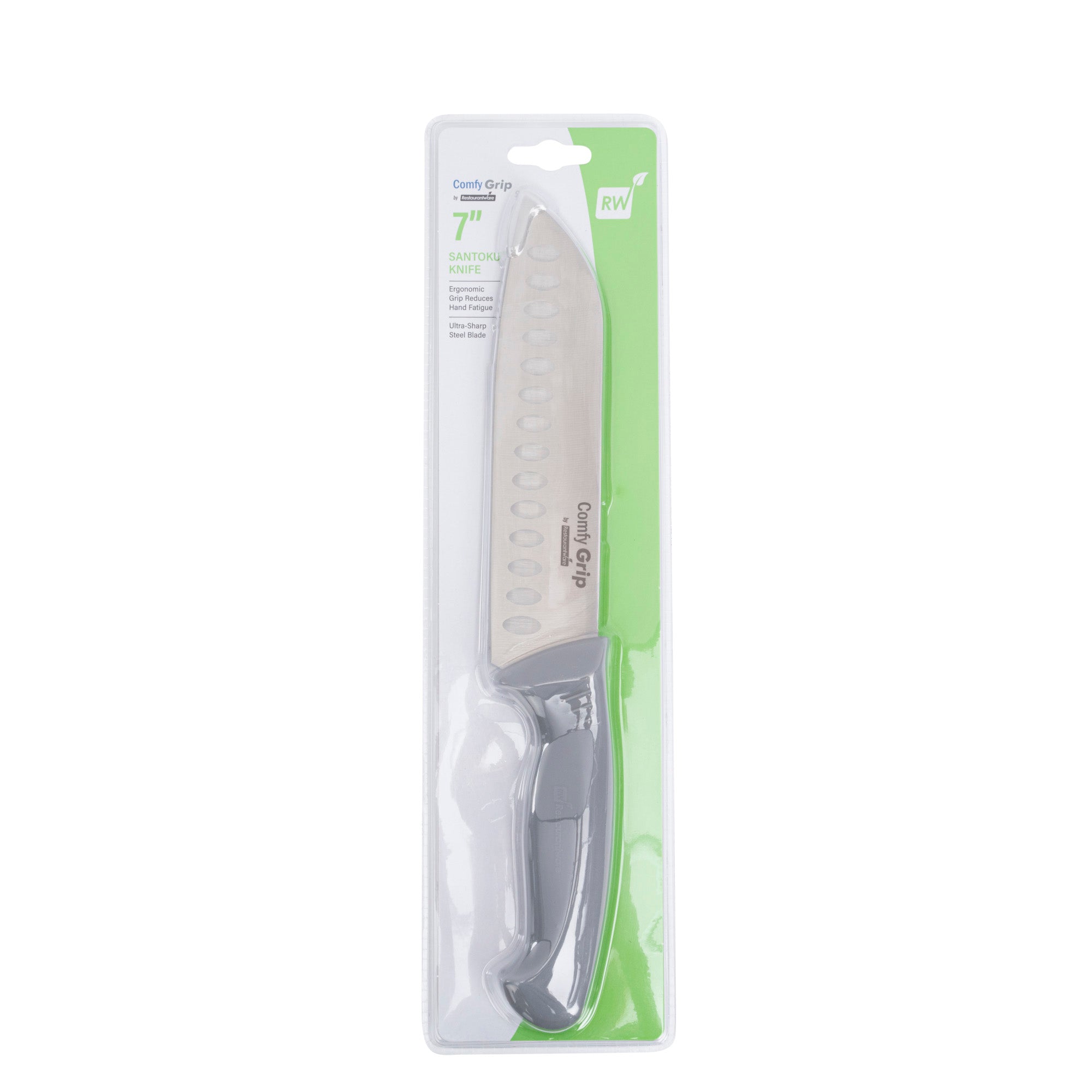 Comfy Grip Gray Stainless Steel 7" Santoku Knife - 1 count box