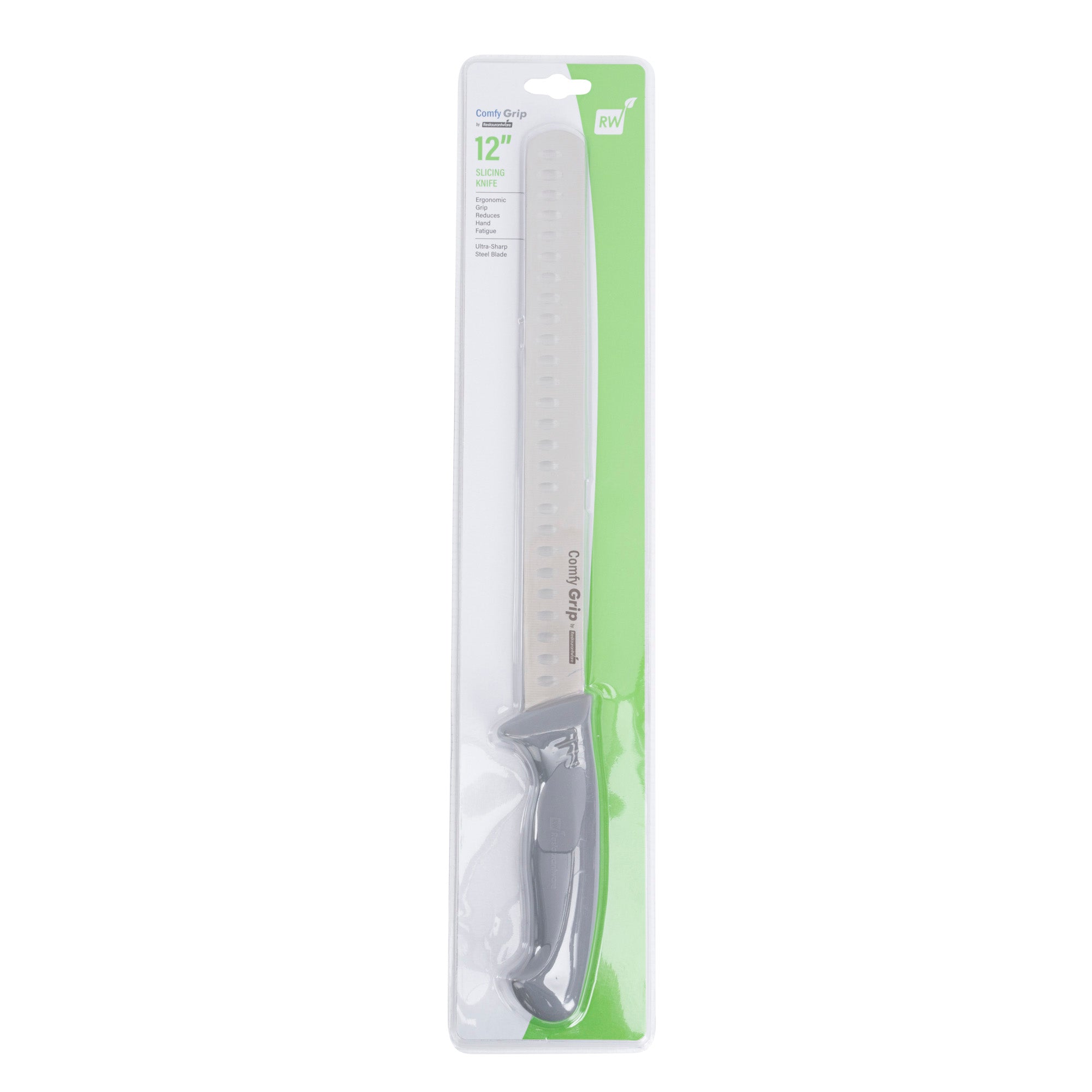 Comfy Grip Gray Stainless Steel 12" Slicing Knife - 1 count box