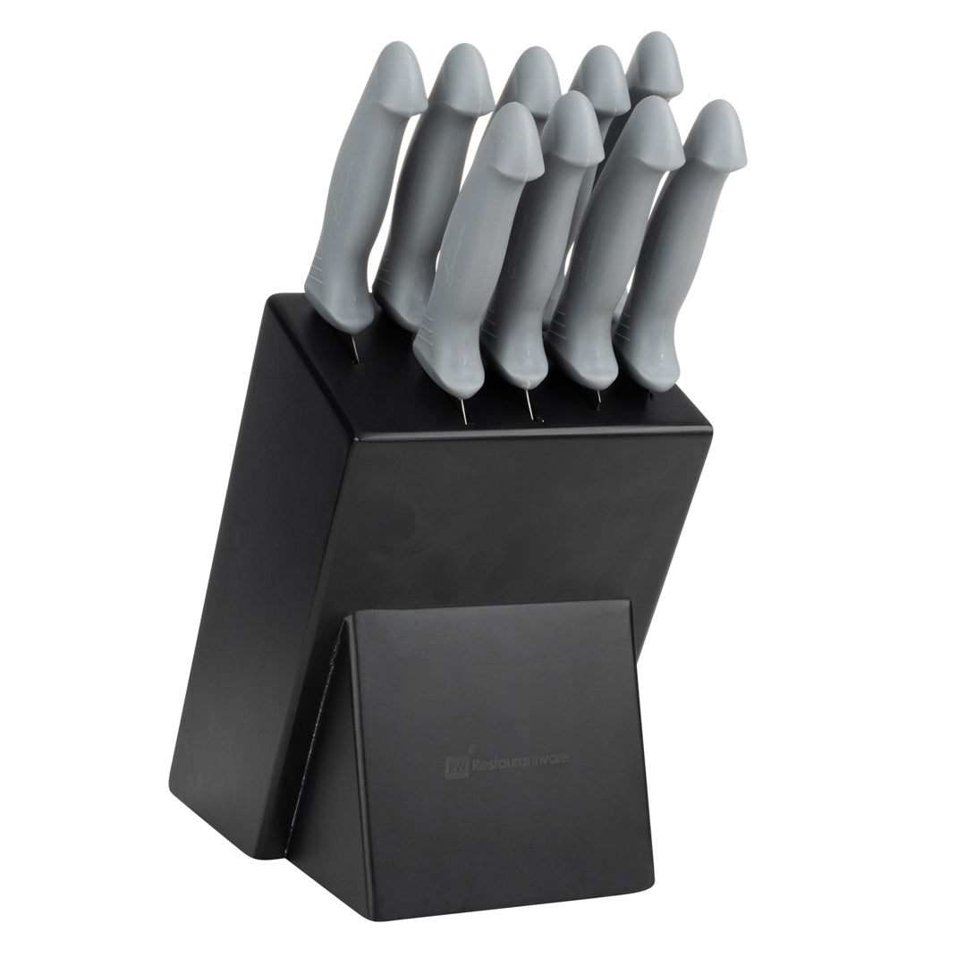 Comfy Grip Gray Stainless Steel 9-Piece Knife Set - with Holder - 1 count box