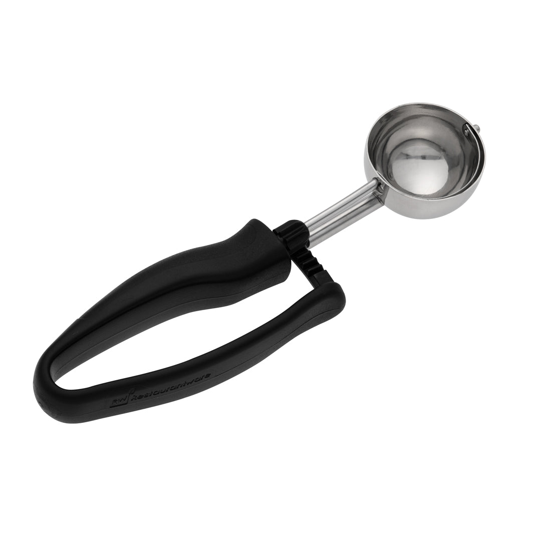 Comfy Grip 1.25 oz Stainless Steel #30 Portion Scoop - with Black Ambidextrous Handle - 1 count box